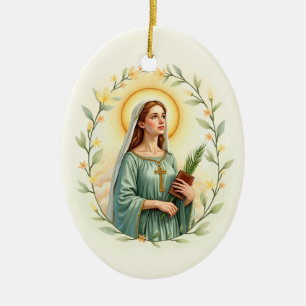 Saint Dymphna Catholic Devotional Ceramic Ornament