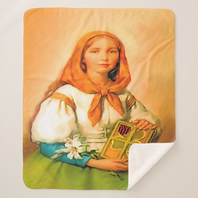 Saint Dymphna Sherpa Blanket (Front)