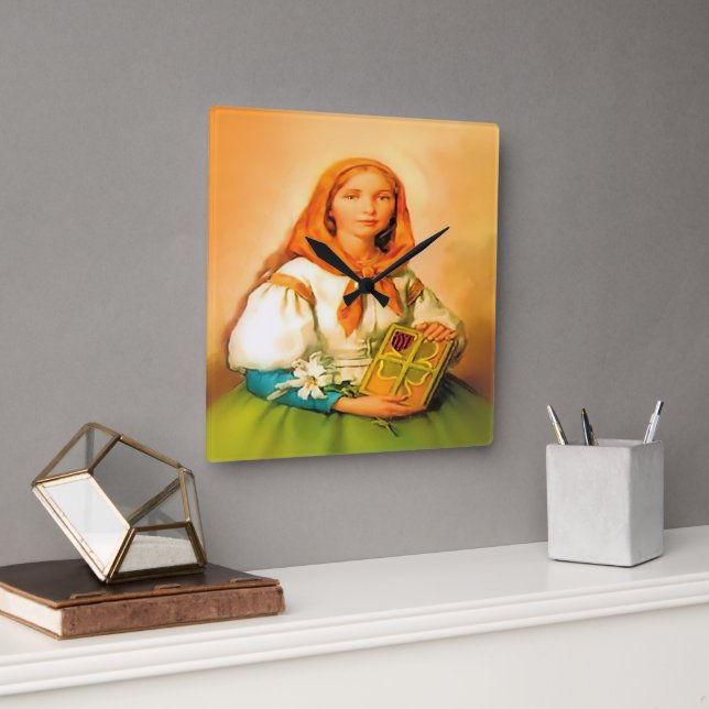 Saint Dymphna Square Wall Clock (Office)