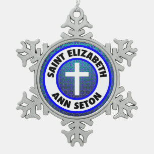 Saint Elizabeth Ann Seton Snowflake Pewter Christmas Ornament
