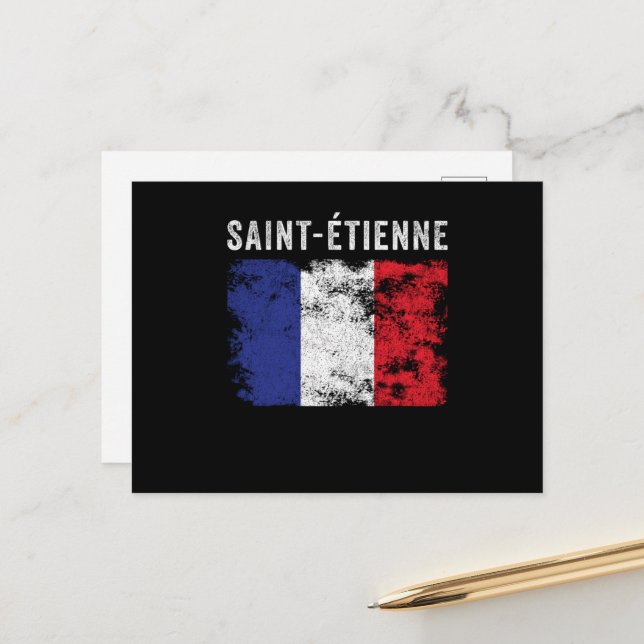 Saint-Étienne France Flag French Postcard (Front/Back In Situ)