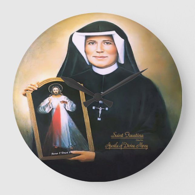 Saint Faustina Apostle of Divine Mercy Large Clock (Front)