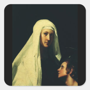 Saint  Frances of Rome by Giovanni Antonio Galli Square Sticker