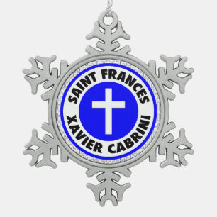 Saint Frances Xavier Cabrini Snowflake Pewter Christmas Ornament