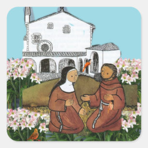 Saint Francis and Saint Clare of Assisi Square Sticker