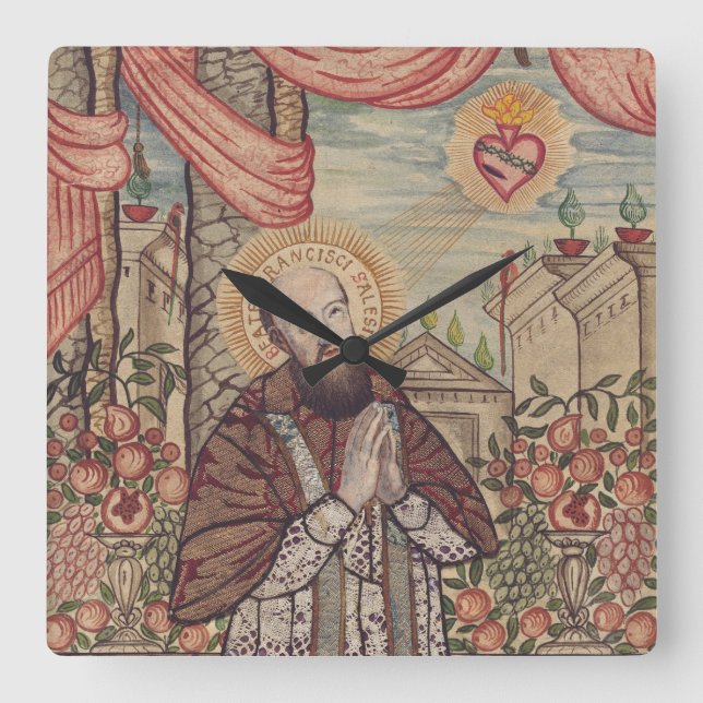 Saint Francis De Sales Bishop Of Geneva Portrait  Square Wall Clock (Front)