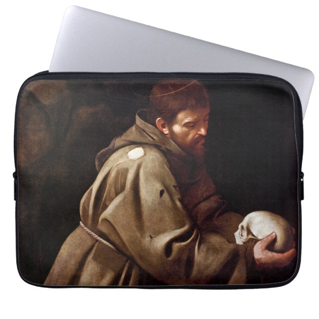 Saint Francis in Prayer - Caravaggio Laptop Sleeve (Front)