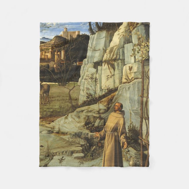 Saint Francis In The Desert By Giovanni Bellini Fleece Blanket (Front)