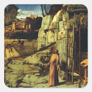 Saint Francis in the Desert by Giovanni Bellini Square Sticker
