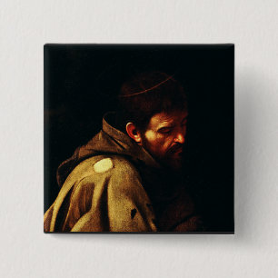 Saint Francis of Assisi by Caravaggio 15 Cm Square Badge