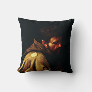 Saint Francis of Assisi by Caravaggio Cushion