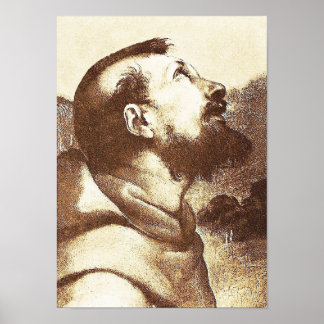 Saint Francis of Assisi detail in Raphael painting Poster