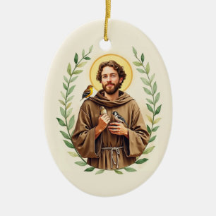 Saint Francis of Assisi God's Peace and Blessings Ceramic Ornament