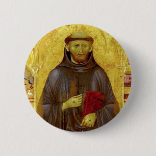 Saint Francis of Assisi Mediaeval Iconography 6 Cm Round Badge
