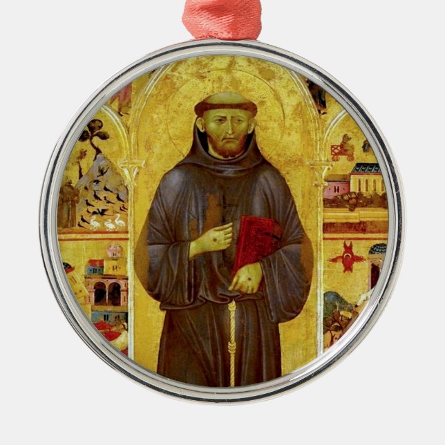 Saint Francis of Assisi Mediaeval Iconography Metal Ornament (Front)