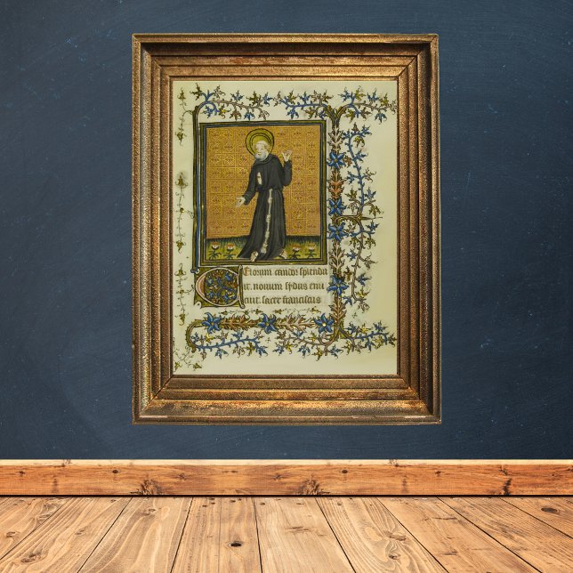 Saint Francis of Assisi Mediaeval Manuscript Poster (Saint Francis of Assisi Medieval Manuscript Catholic Christian Poster)