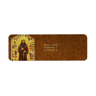 Saint Francis of Assisi Mediaeval Religious Icon Return Address Label