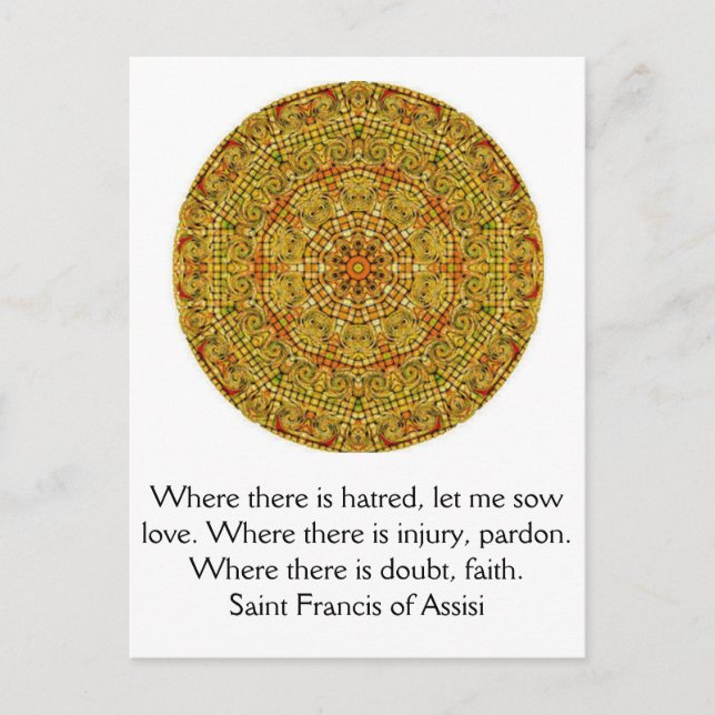 Saint Francis of Assisi quote about love and faith Postcard (Front)