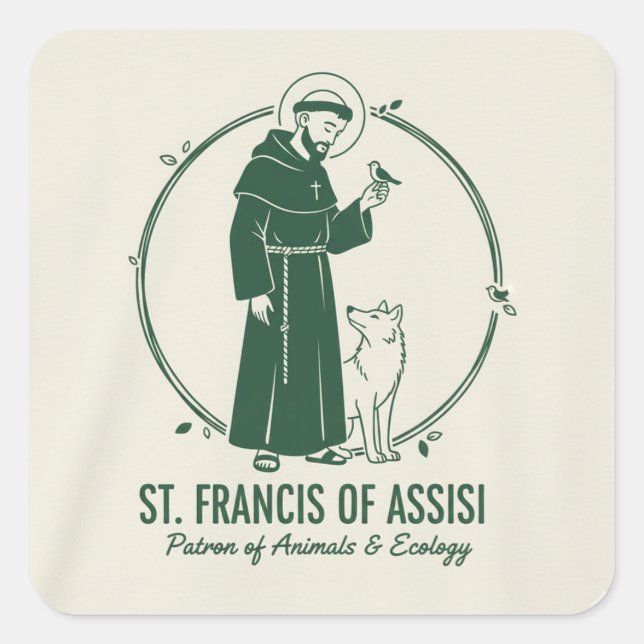 Saint Francis of Assisi Square Sticker (Front)