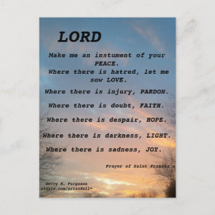 SAINT FRANCIS PRAYER POSTCARD