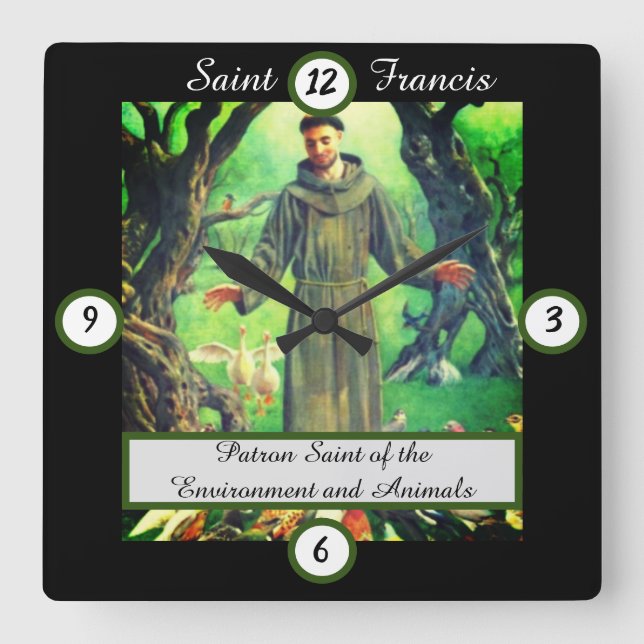 Saint Francis Square Wall Clock (Front)