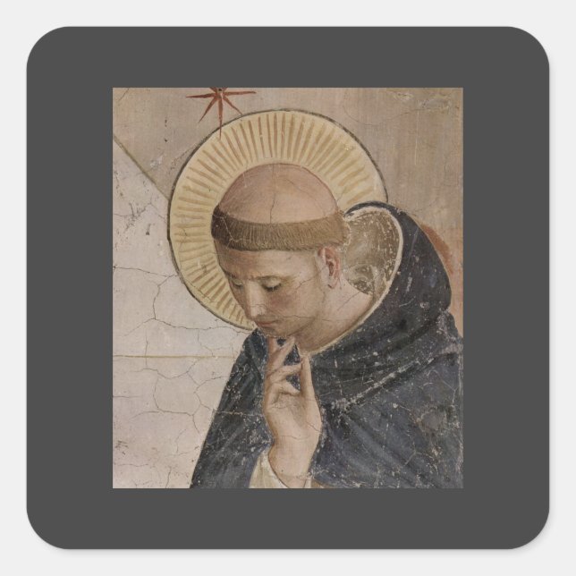 Saint Francis with Head Bowed Square Sticker (Front)