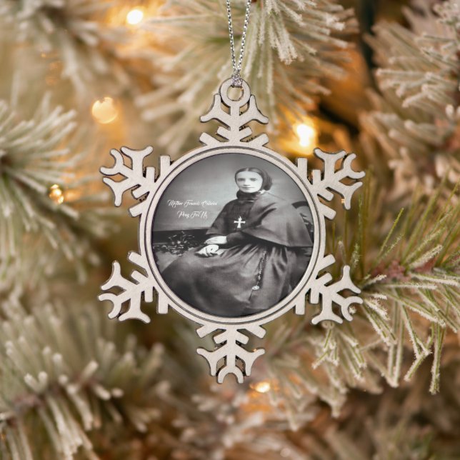 Saint Francis Xavier Cabrini Snowflake Pewter Christmas Ornament (Tree)