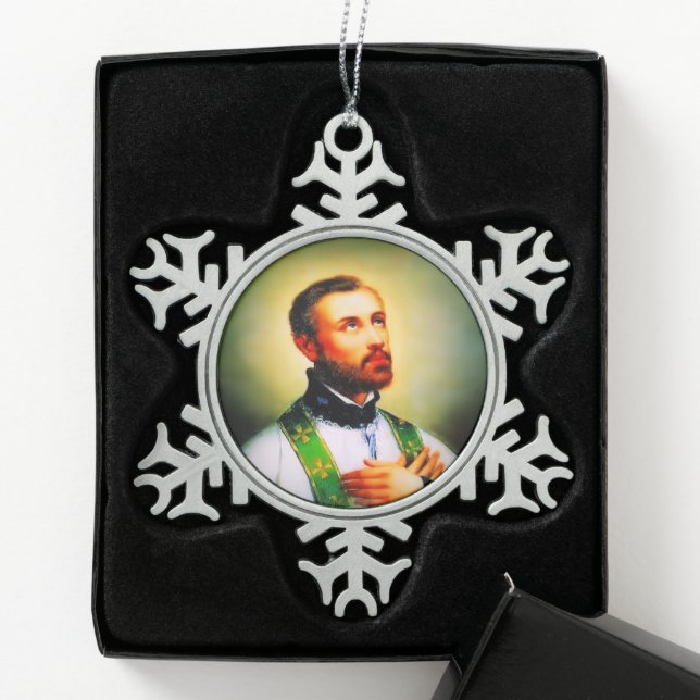 Saint Francis Xavier Snowflake Pewter Christmas Ornament (Box)