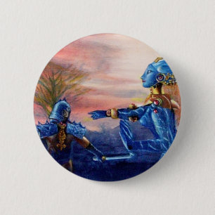 SAINT GEORGE AND ALIEN DRAGON 6 CM ROUND BADGE