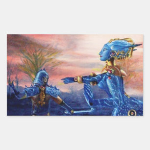 SAINT GEORGE AND ALIEN DRAGON RECTANGULAR STICKER
