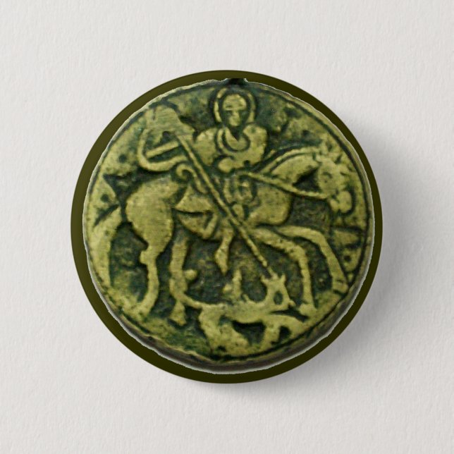 SAINT GEORGE AND DRAGON MEDALLION 6 CM ROUND BADGE (Front)