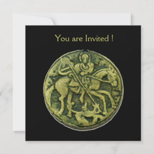 SAINT GEORGE AND DRAGON MEDALLION , black Invitation