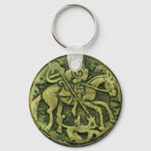 SAINT GEORGE AND DRAGON MEDALLION KEY RING