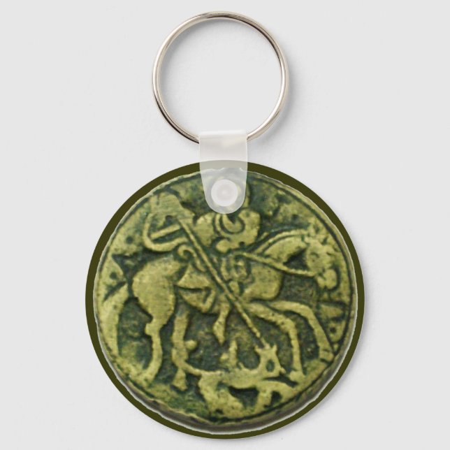 SAINT GEORGE AND DRAGON MEDALLION KEY RING (Front)