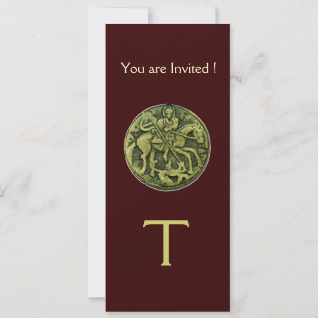 SAINT GEORGE AND DRAGON MEDALLION MONOGRAM brown Invitation (Front)