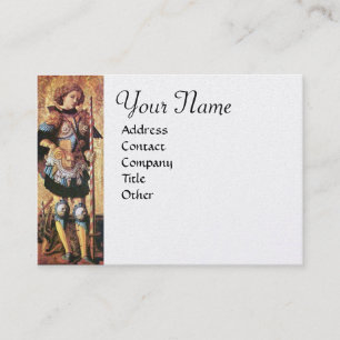 SAINT GEORGE AND DRAGON Monogram,white pearl paper Business Card