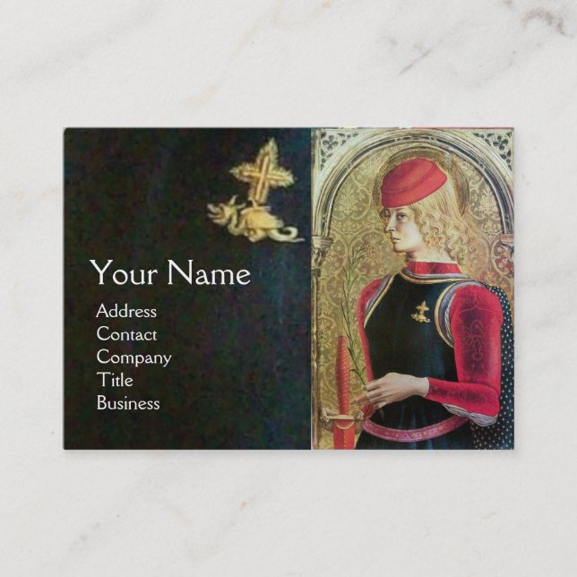 SAINT GEORGE AND DRAGON ,Red,Black,Gold Yellow Business Card (Front)