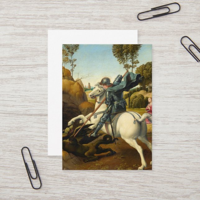 Saint George and the Dragon, 1506 by Raphael Business Card (Front/Back In Situ)