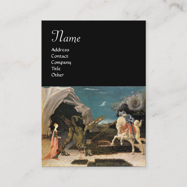 SAINT GEORGE AND THE DRAGON,brown ,blue black Business Card (Front)