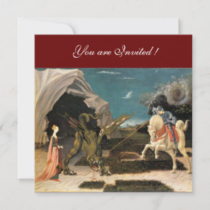SAINT GEORGE AND THE DRAGON,brown ,blue red black Invitation