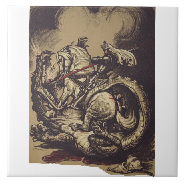 Saint George and the Dragon Great Martyr  Ceramic Tile (Front)