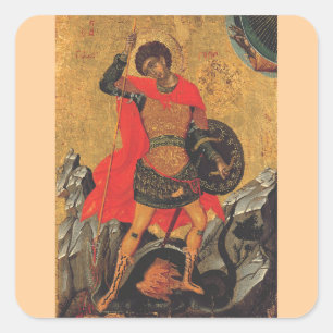 Saint George and the Dragon Great Martyr Square Sticker