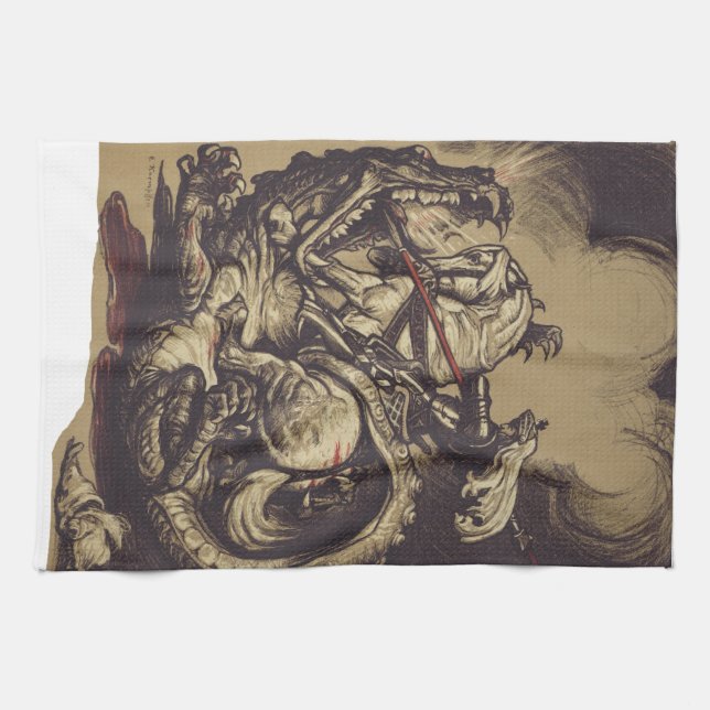 Saint George and the Dragon Great Martyr Tea Towel (Horizontal)
