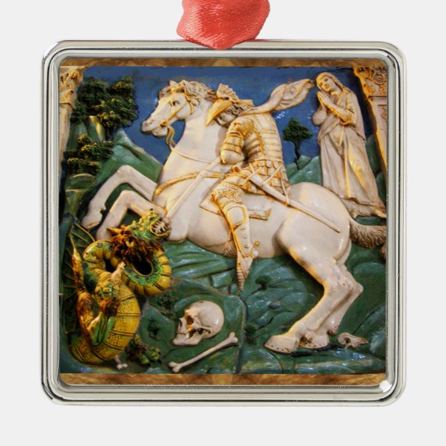 Saint George,Dragon and Princess Metal Tree Decoration (Front)