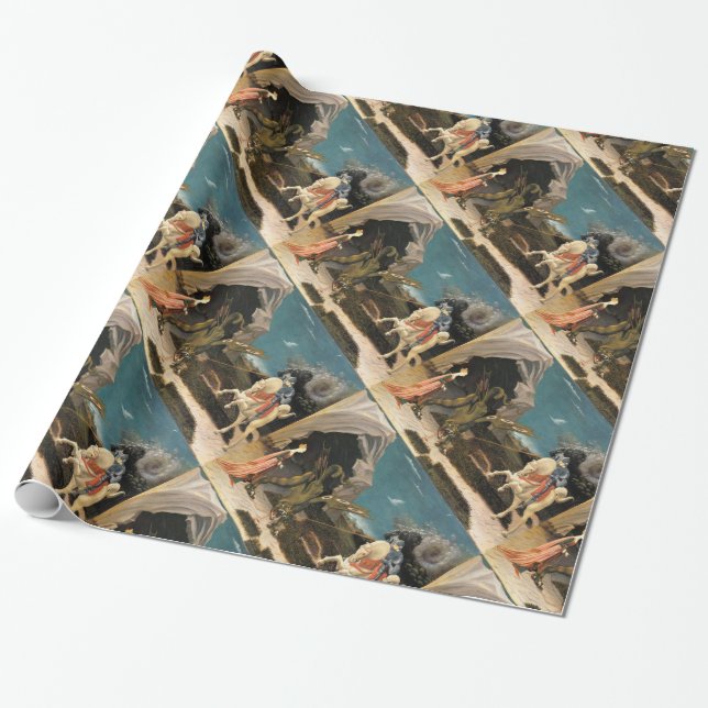 SAINT GEORGE, DRAGON AND PRINCESS WRAPPING PAPER (Unrolled)