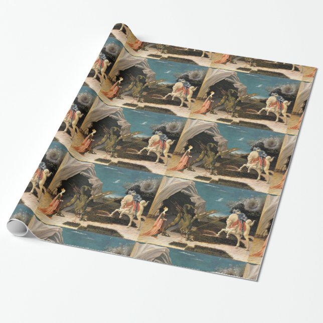 SAINT GEORGE, DRAGON AND PRINCESS WRAPPING PAPER (Unrolled)