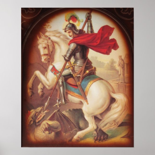 Saint George Killing the Dragon art painting Poster (Front)