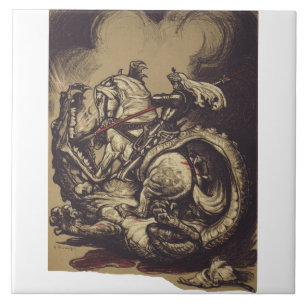Saint George Killing the Dragon Ceramic Tile