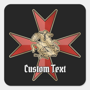 Saint George over Maltese Cross Square Sticker