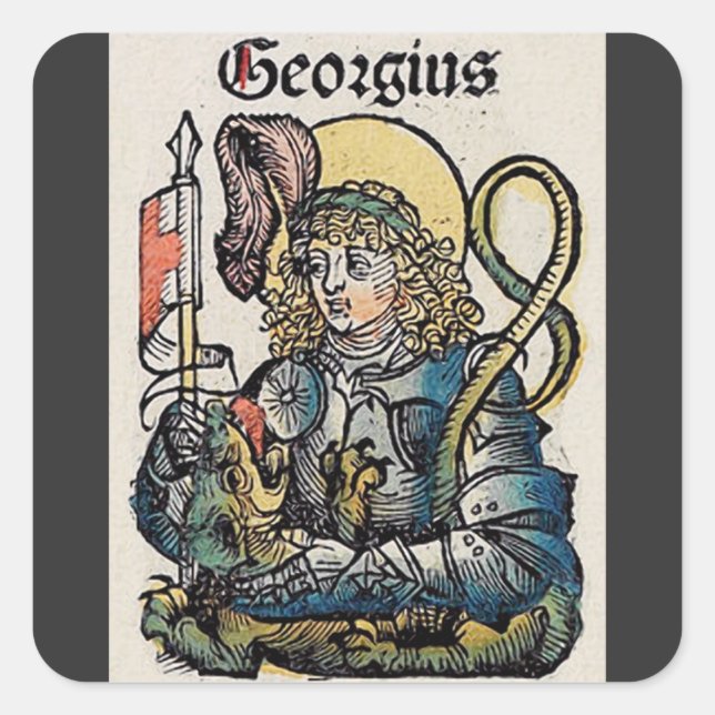 Saint George Patron of England Square Sticker (Front)